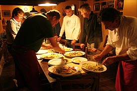 making italian food at Caravanserraglio, Marche cooking course at Caravanserraglio, Italy