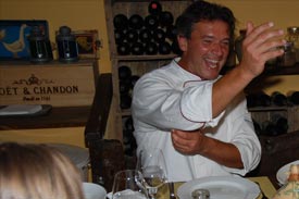 chef Ennio at the Caravanserraglio restaurant the Caravanserraglio restaurant, Marche Italy