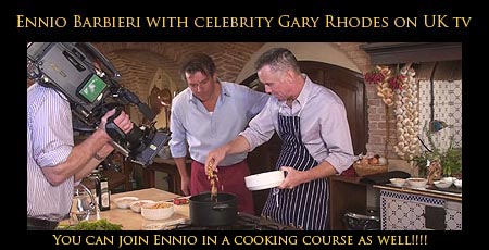 Kookcursussen van Ennio met de Britse tv-ster Gary Rhodes op het BBC-programma