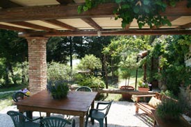Outdoor patio for dining, Marche Italy
