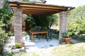 Outdoor patio for dining, Marche Italy