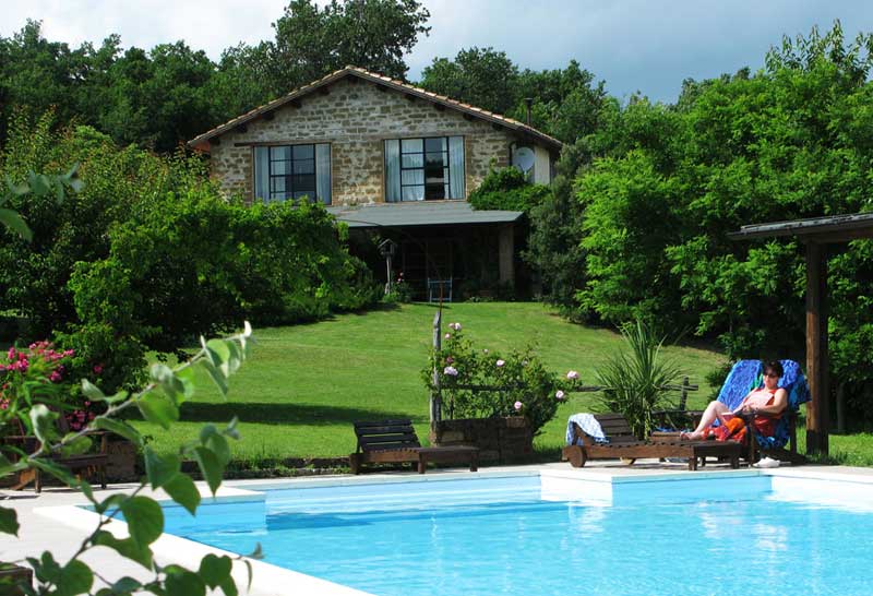 the Property has a beautiful pool and gardens, in Marche Italy