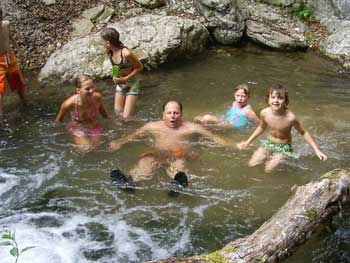 a freezing cold swim in water from the mountains